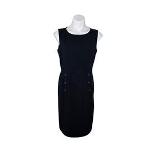 TAHARI Sleeveless Button Dress Career Style Navy Size 8